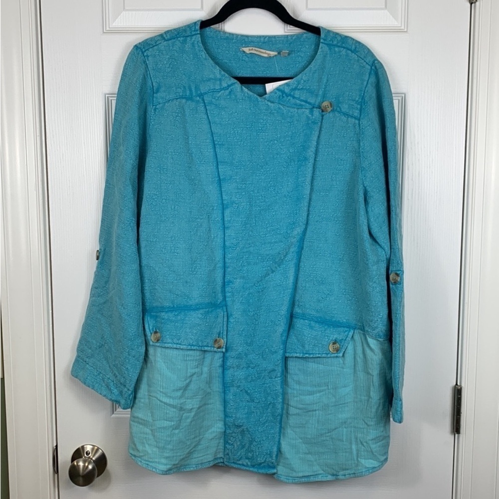 NWT Soft surroundings urban escape topper jacket meadowbrook blue sz lg